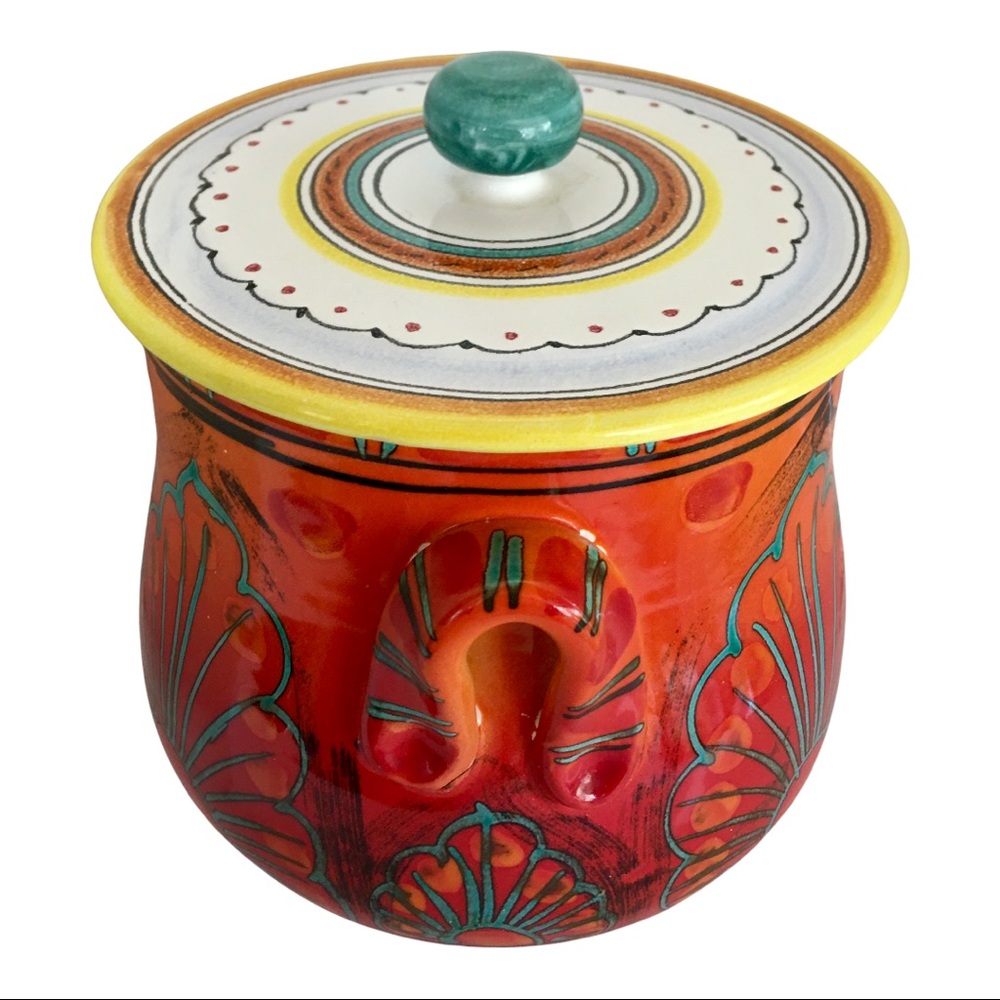 Italian Ceramic Dia Rosso Jar with Handles